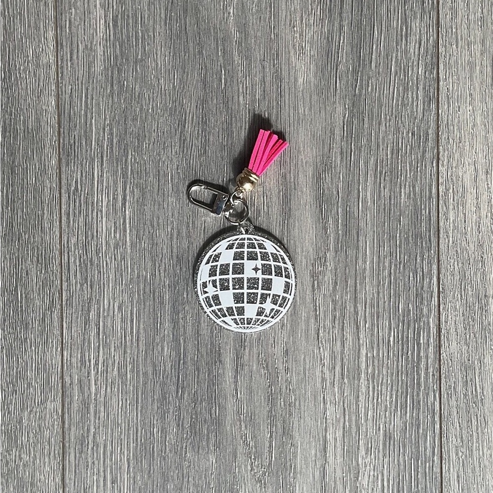 🎁Disco Ball Keychain with Pink Tassel